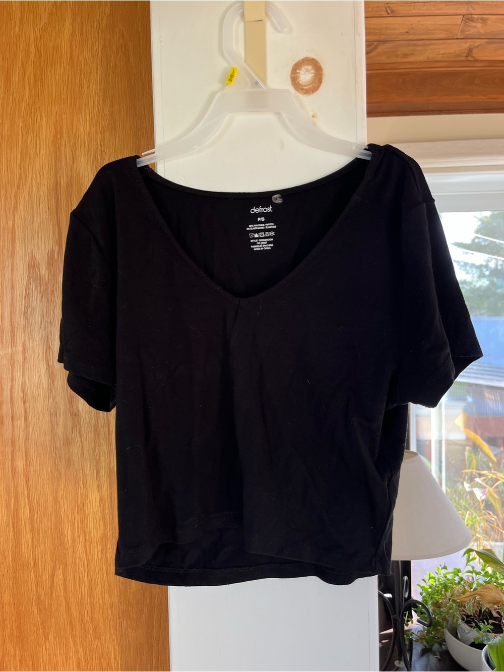 Defrost Black V-Neck Cropped Tee